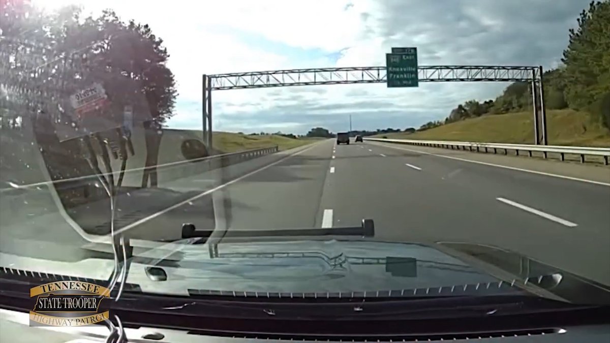 Tennessee Highway Patrol shared frightening video footage of a wrong-way driver colliding into a patrol car on Interstate 40. 🎥: Tennessee Highway Patrol