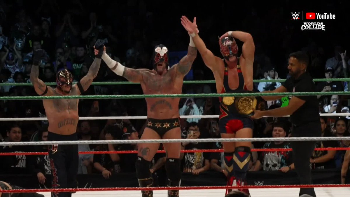 PUNK 🤝 MYSTERIO 🤝 AMERICANO That's how it's done. ▶️ Watch WWE Worlds Collide RIGHT NOW on YouTube: