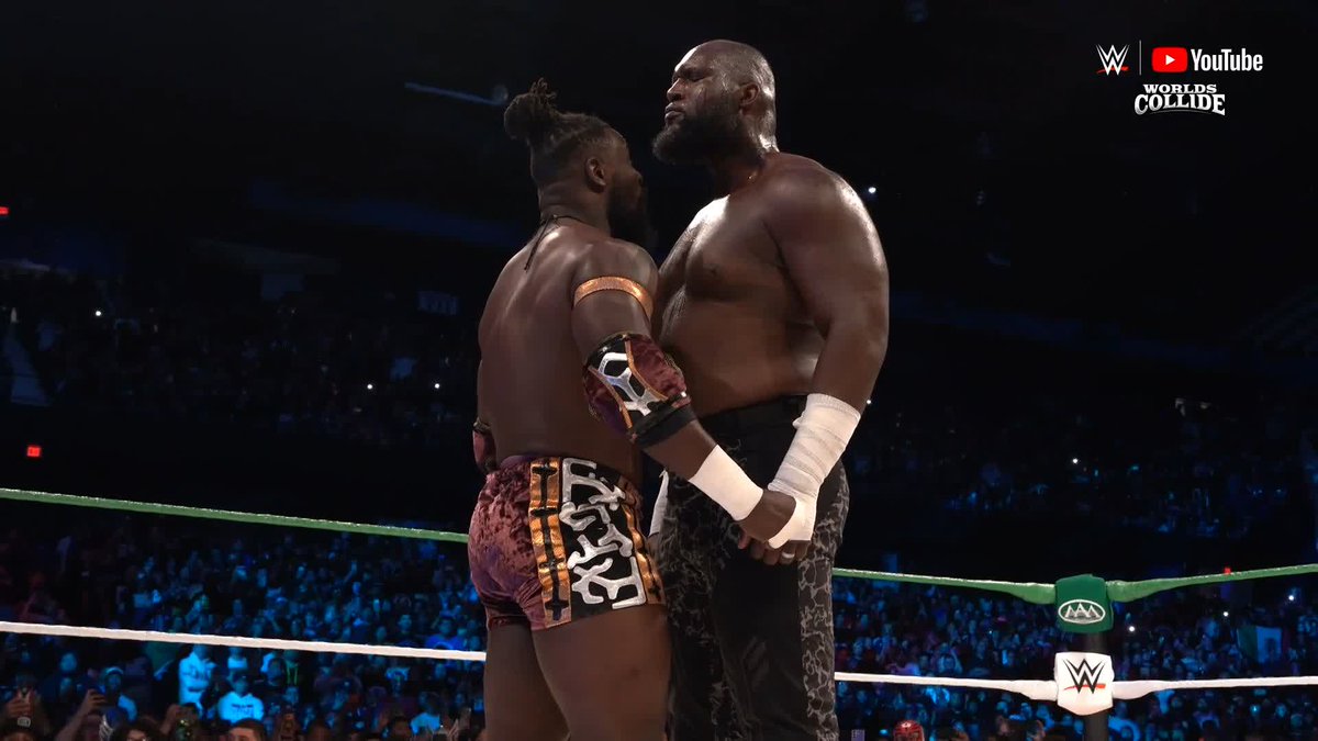 THE RULER. THE GIANT. OBA FEMI IS FACE-TO-FACE WITH OMOS! WE ARE SEATED. 🍿 ▶️ Watch WWE Worlds Collide RIGHT NOW on YouTube: