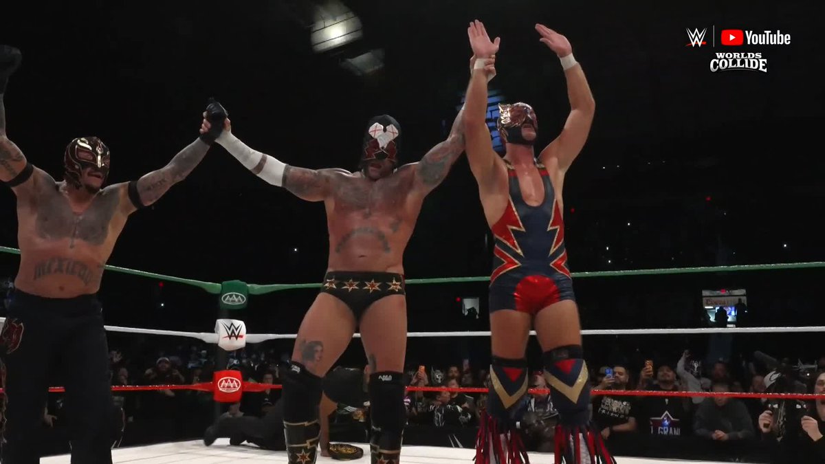 CM Punk 🤝 Rey Mysterio 🤝 El Grande Americano 🇲🇽 #WorldsCollide