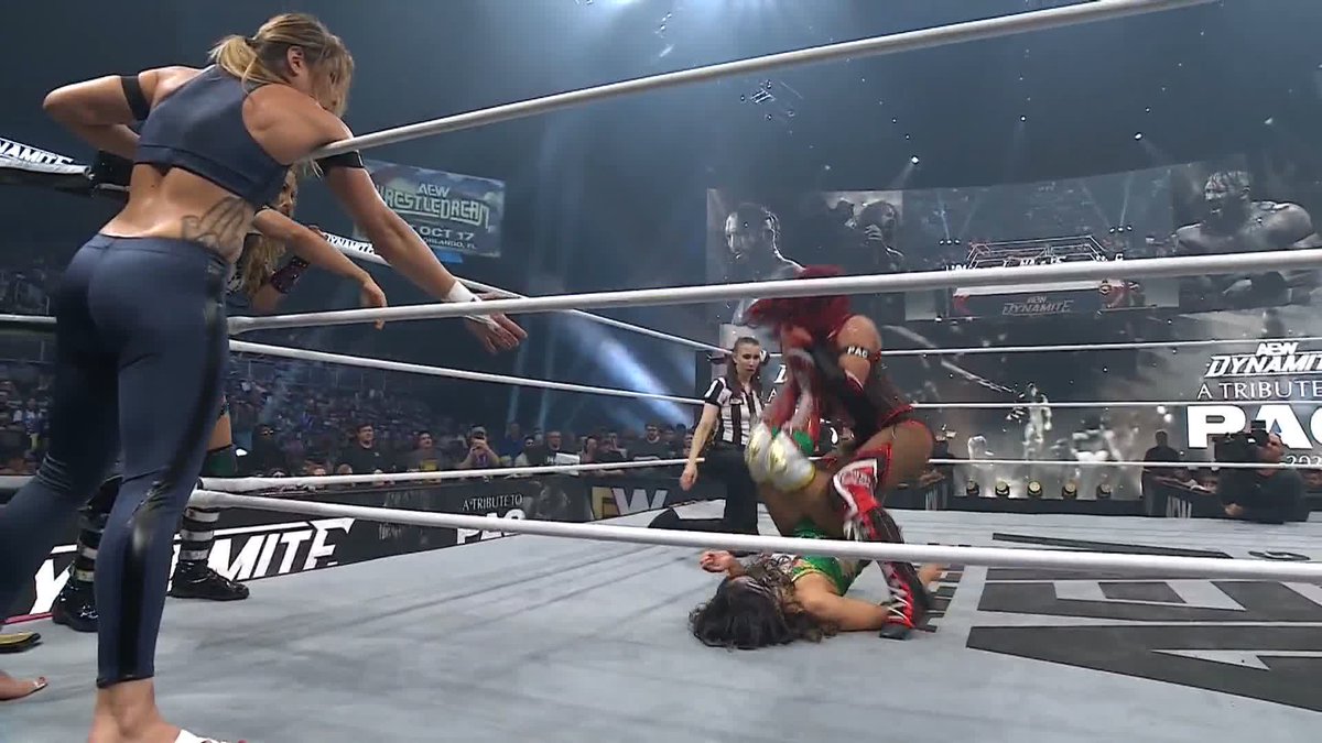 .Marina Shafir takes it to the AEW Women's World Champion, capped by a PAC-style German suplex! Watch #AEWDynamite A Tribute to PAC on TBS & HBO Max