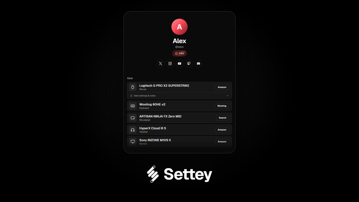 Settey を作りました。 SNSリンク、使用デバイス、ゲーム設定を1つのURLで共有できます。