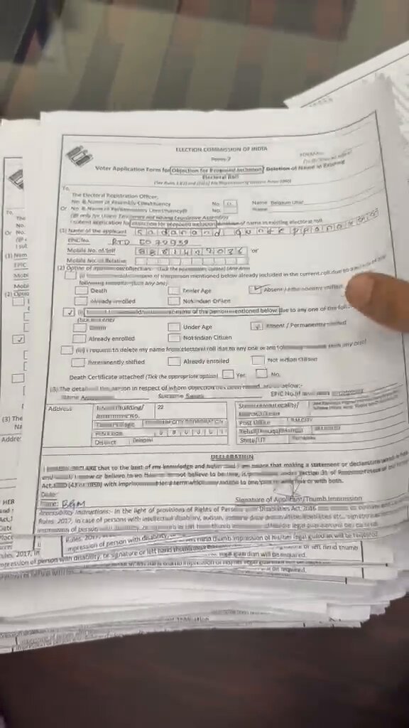 SIR: Form-7 applications already printed with Muslim voters’ details have now been reported in Belagavi, with BLOs saying they were pressured to sign forms seeking deletion of names of people they knew well, including the Booth Level Agent himself Read: