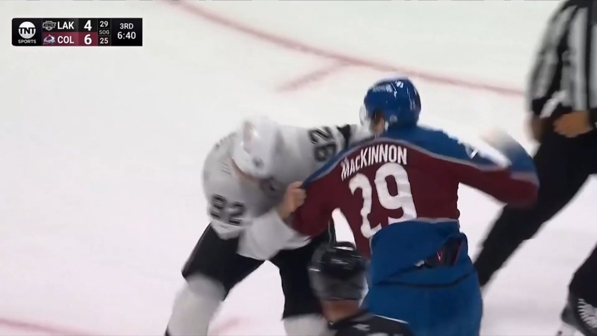 Nathan MacKinnon scored twice then beat up Brandt Clarke for attempting to injure Cale Makar. Nate is an incredible player, there's nobody in league like him.