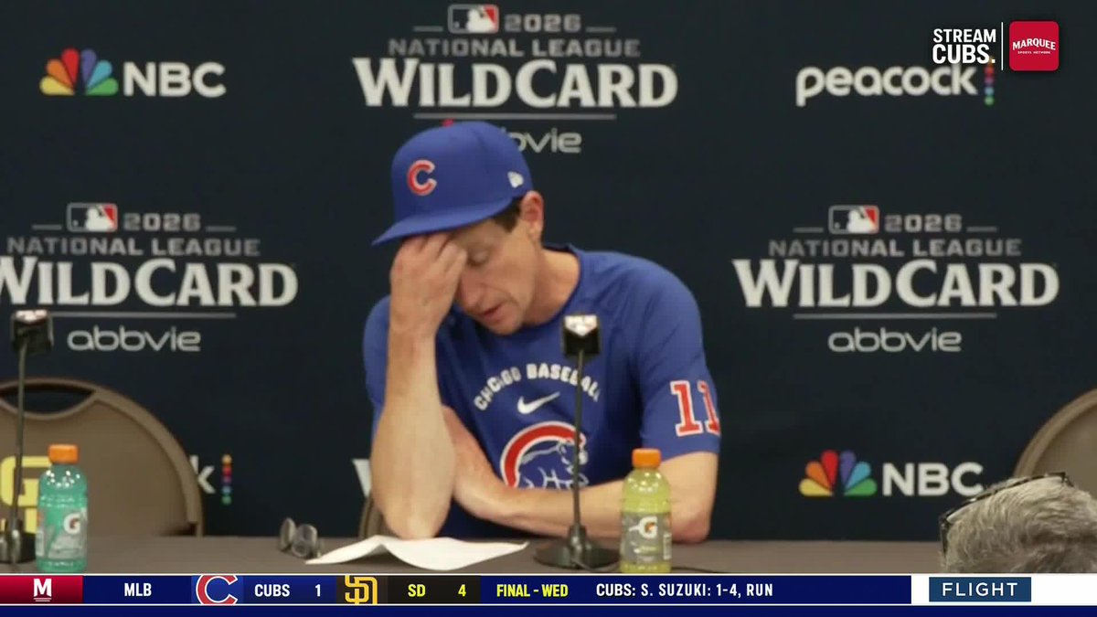 Craig Counsell speaks on the Cubs' Wild Card series loss and the end of the Cubs' season: