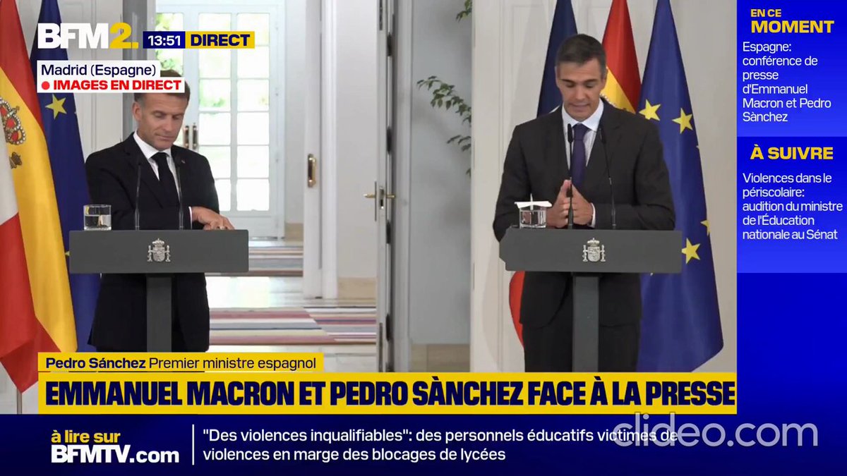Mention spéciale pour ce jeune Président que le monde nous envie. On va encore passer pour des idiots dans la presse. Pedro Sánchez embarrassé informe Emmanuel Macron que le Sénat espagnol a rejeté la ratification du traité d'amitié entre l'Espagne et la France ! "Pauvre France"