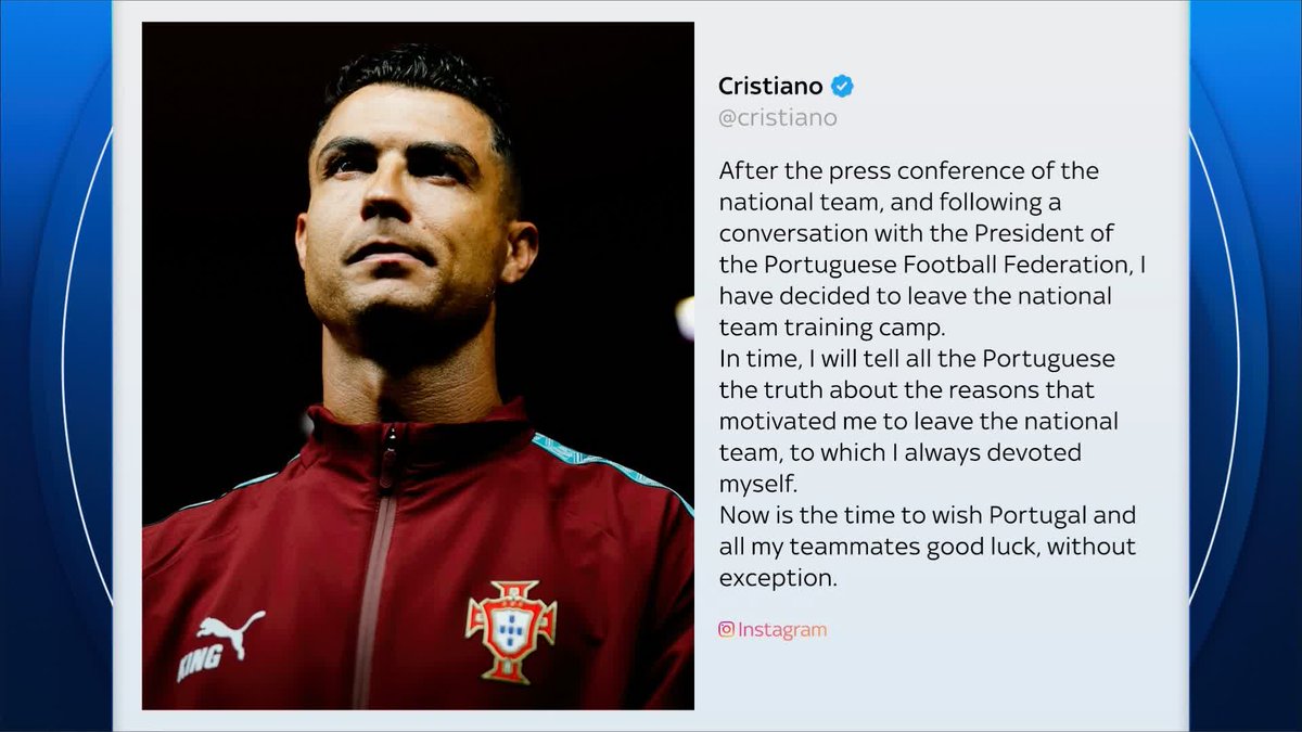 Cristiano Ronaldo has released a statement explaining his decision to leave the Portuguese national team 🇵🇹