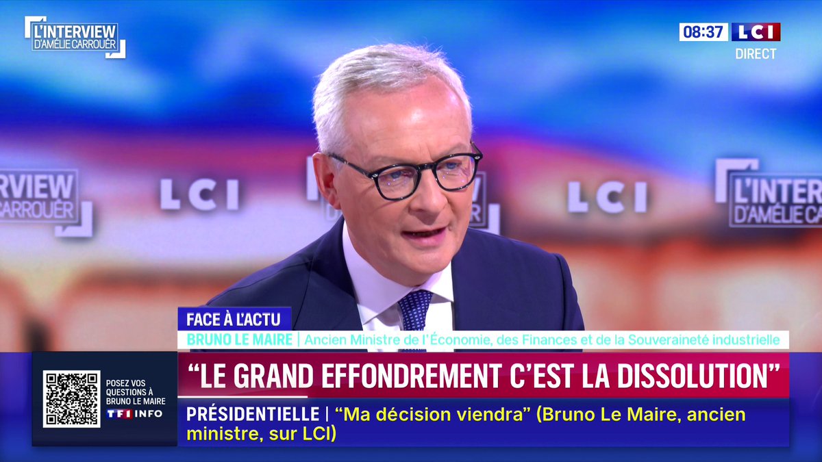 Dette française : "La réalité, c'est que depuis que je suis parti, la dette explose. Nous avons un modèle qui est mort" Bruno Le Maire 📺 L'interview d'Amélie Carrouër sur LCI