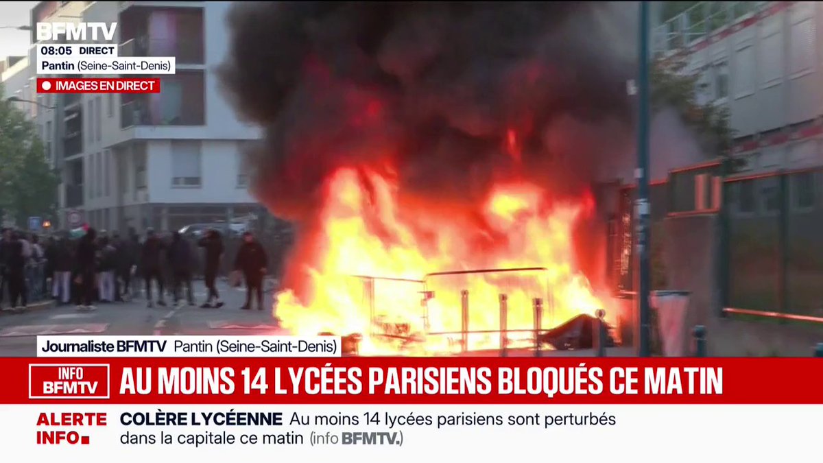 Des centaines de lycées bloqués pacifiquement dans toute la France mais on ne nous parle que du seul endroit où ça crame…