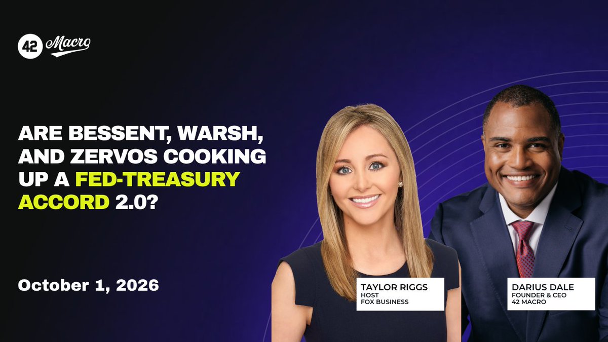Are Bessent, Warsh, and Zervos Cooking Up a Fed-Treasury Accord 2.0? This morning, Darius Dale joined Taylor Riggs, CFA on FOX Business to explain why rising Treasury yields may force greater coordination between the Fed and Treasury, and potentially produce a “Fed-Treasury Accord 2.0.” While bond-market pressure creates near-term risks, the resulting policy response could support a much more constructive market outlook in 2027 and 2028. Watch the full appearance here: