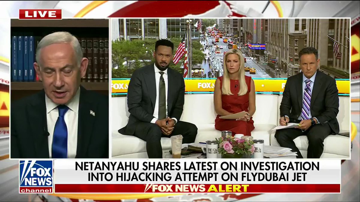 “I asked him, 'How did you know how to do that?' And he said, 'Well, I watched these air disaster films.'" Israeli Prime Minister Benjamin Netanyahu - בנימין נתניהו is praising passenger Yaniv Hayun as a "hero" after he breached the cockpit during a midair hijacking attempt, helping subdue the attacking co-pilot. Netanyahu detailed how Hayun sprang into action after hearing screaming and reports of a stabbing, taking control of the plane using knowledge he gained from watching aviation disaster movies. | FOX & Friends