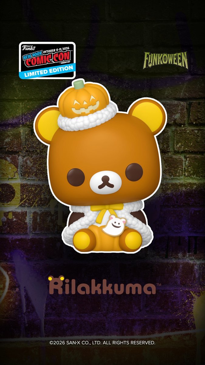 Unbearably sweet treats are coming to Funkoween 🧸🎃 Pump up the fun in your POP! Animation collection with this NYCC-exclusive POP! Rilakkuma!