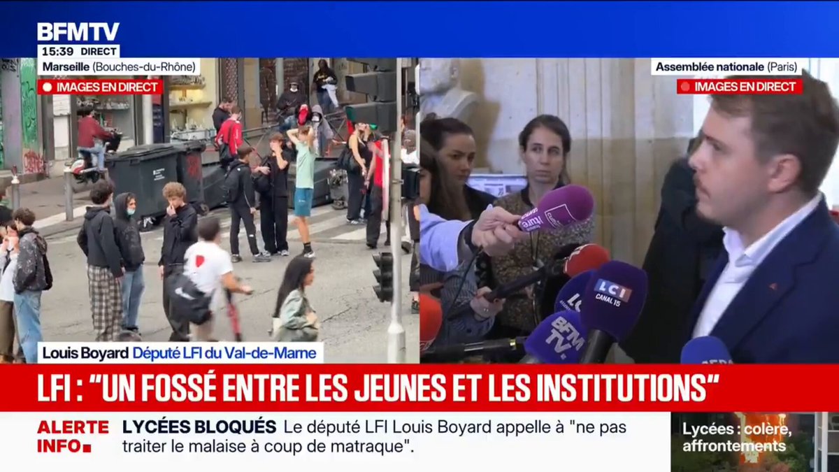 🚨!!! ALERTE MASTERCLASS !!!🚨 Louis Boyard donne une leçon aux journalistes. (jvous dis, jsuis tellement fier d'être Insoumis !!!) - Journaliste : Qu'est-ce qui pourrait calmer la colère des lycéens ? - Boyard : Que vous fassiez correctement votre boulot et que le ministre de l'Education fasse de même. Fin.