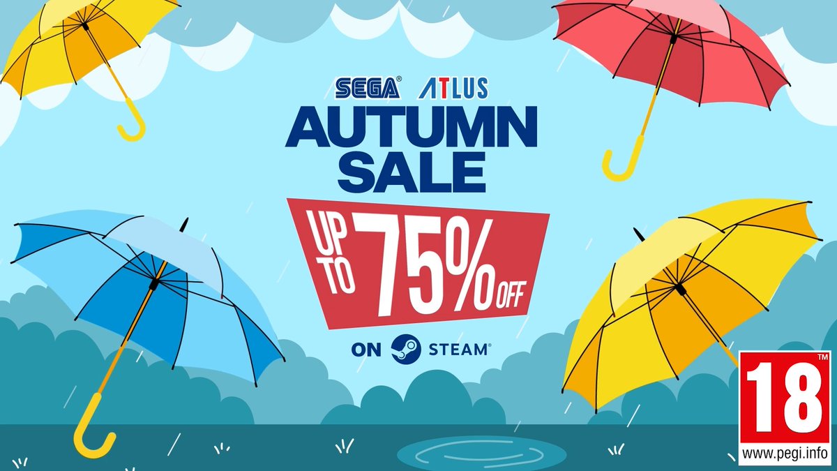 The Steam Autumn sale is here! 🍁 It’s the perfect season to hide from the rain and play video games ☂️ Get up to 75% off SEGA titles now: