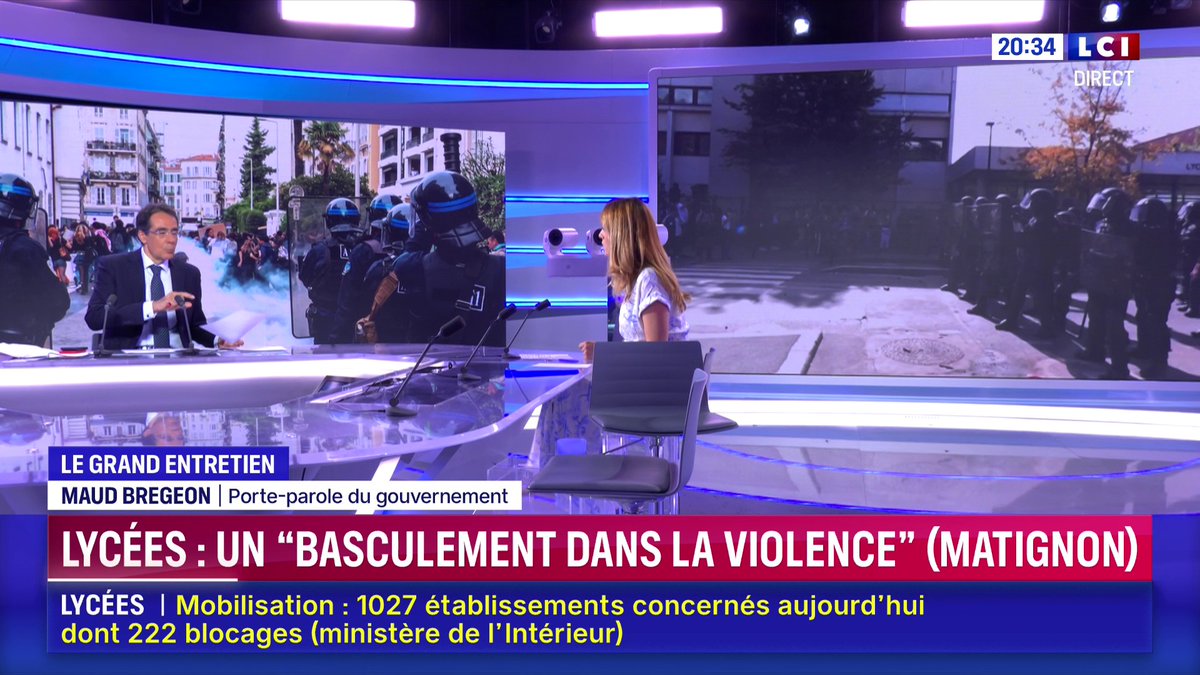 🔴 Dégradations dans les lycées 🗣️ Maud Bregeon souligne qu'un "projet de loi sera présenté dans les plus brefs délais au Parlement" pour "demander à ceux qui cassent de payer les réparations, y compris si cela doit amener à piocher sur le revenu issu des aides sociales"