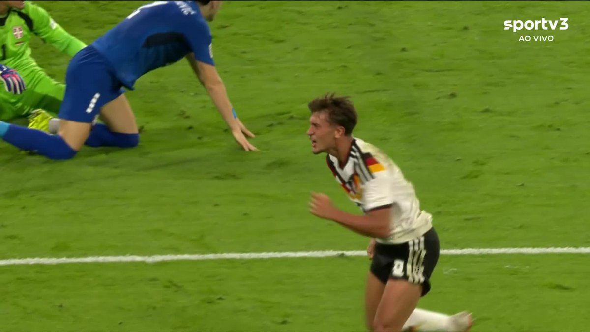 Wirtz faz boa jogada e acerta a trave. Na sequência, Bischof abre o placar para a Alemanha diante da Sérvia. #futebol #alemanha #servia #ligadasnacoes