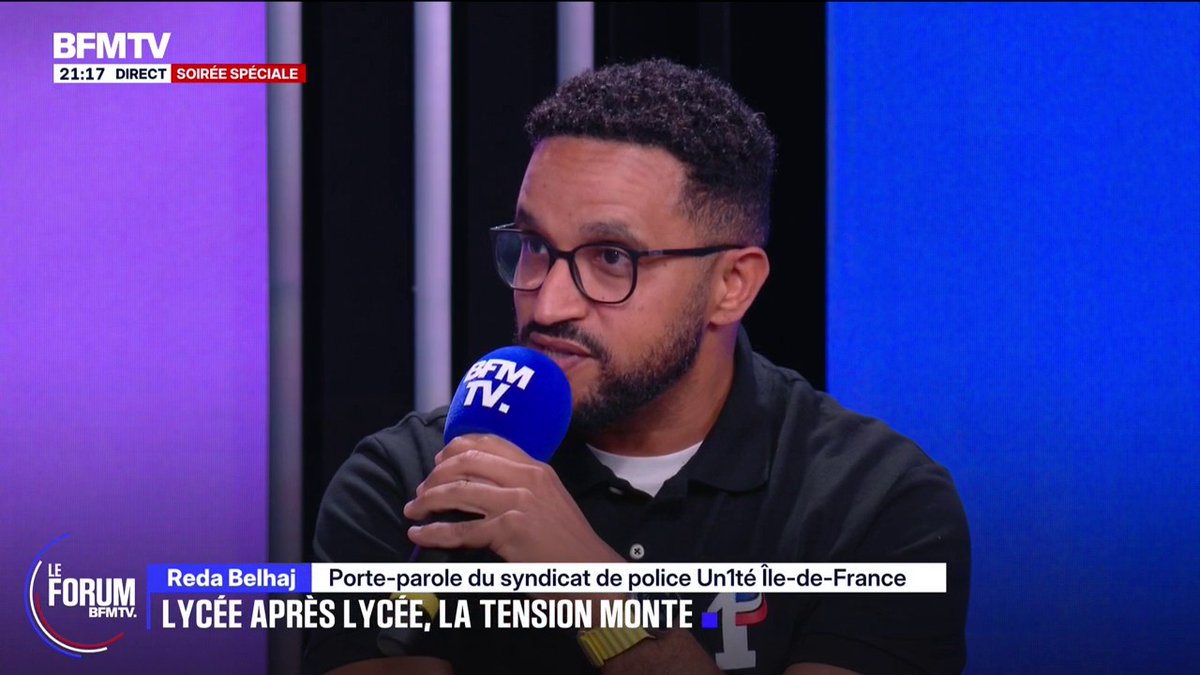"Il n'y a pas de consigne dans ce sens-là", répond Reda Belhaj, porte-parole du syndicat de police Unité à propos d'accusations de répression violente pour "casser la mobilisation" #FORUMBFMTV