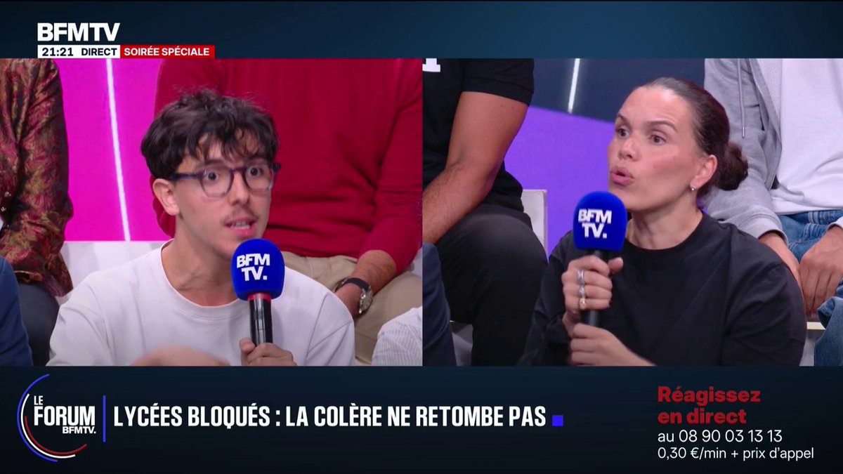 💬 "Vous desservez votre propos" ➡️ Le vif échange entre Walid Mansouri, lycéen à Saint-Denis mobilisé sur les blocages et Linda, Cheffe d'entreprise à Paris #FORUMBFMTV