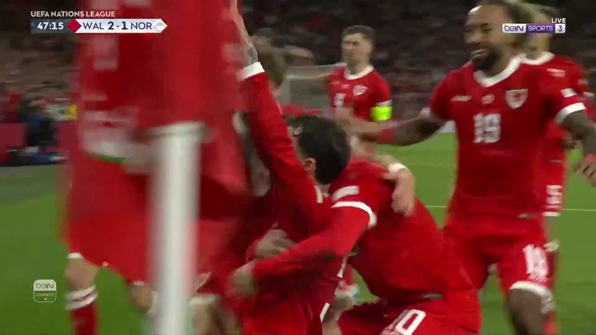 ⚽️🚀 نيكو ويليامز يسجل هدفاً رائعاً لويلز من ركلة حرة مباشرة. #دوري_الأمم_الأوروبية