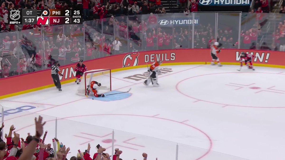 JACK HUGHES WIN IT IN OVERTIME AND TOSSES THE STICK IN THE CROWD!!!! 😈🚨