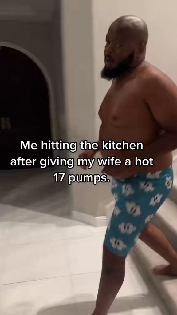 Hitting the kitchen after giving my wife 17 pumps.