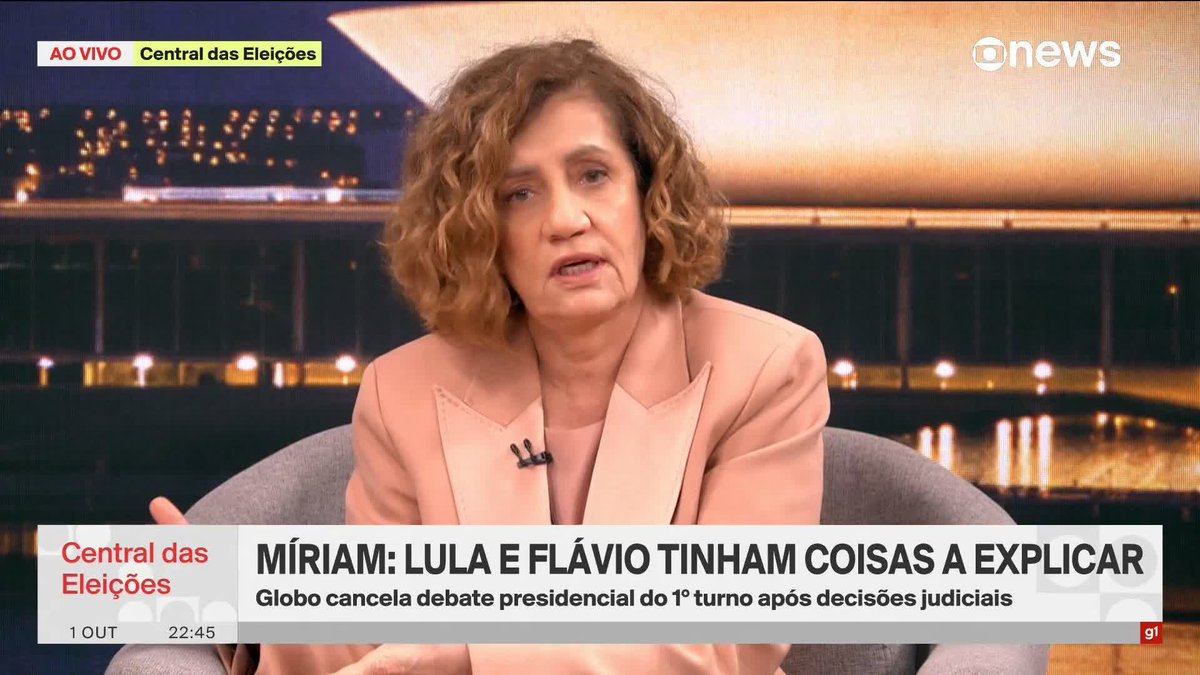 Miriam: Lula e Flávio tinham coisas a explicar no debate da Globo. No caso do presidente, como vai organizar as contas públicas. No caso do senador, o valor da democracia. ➡️ #CentraldasEleições – de segunda a sexta, às 19h e às 23h, na #GloboNews. Assista na TV e no Globoplay