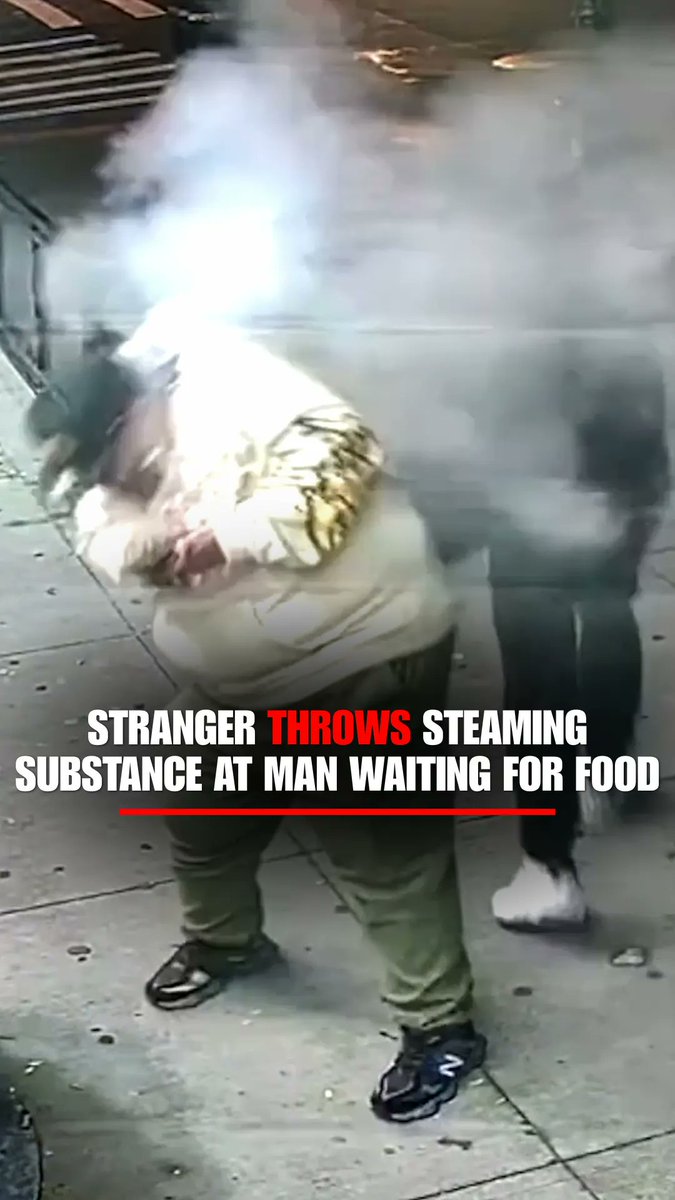 WATCH: A man waiting for food outside a New York City restaurant is severely burned after a stranger suddenly hurls a steaming substance at him in a random attack. ⠀ Surveillance video from Cravin Crispy in East Harlem captures the suspect approaching Johnny Alacantra before throwing the liquid and fleeing. ⠀ Alacantra says the unknown substance "turned black" and left him with significant scarring. The NYPD has released an image of the suspect and is asking the public for information.