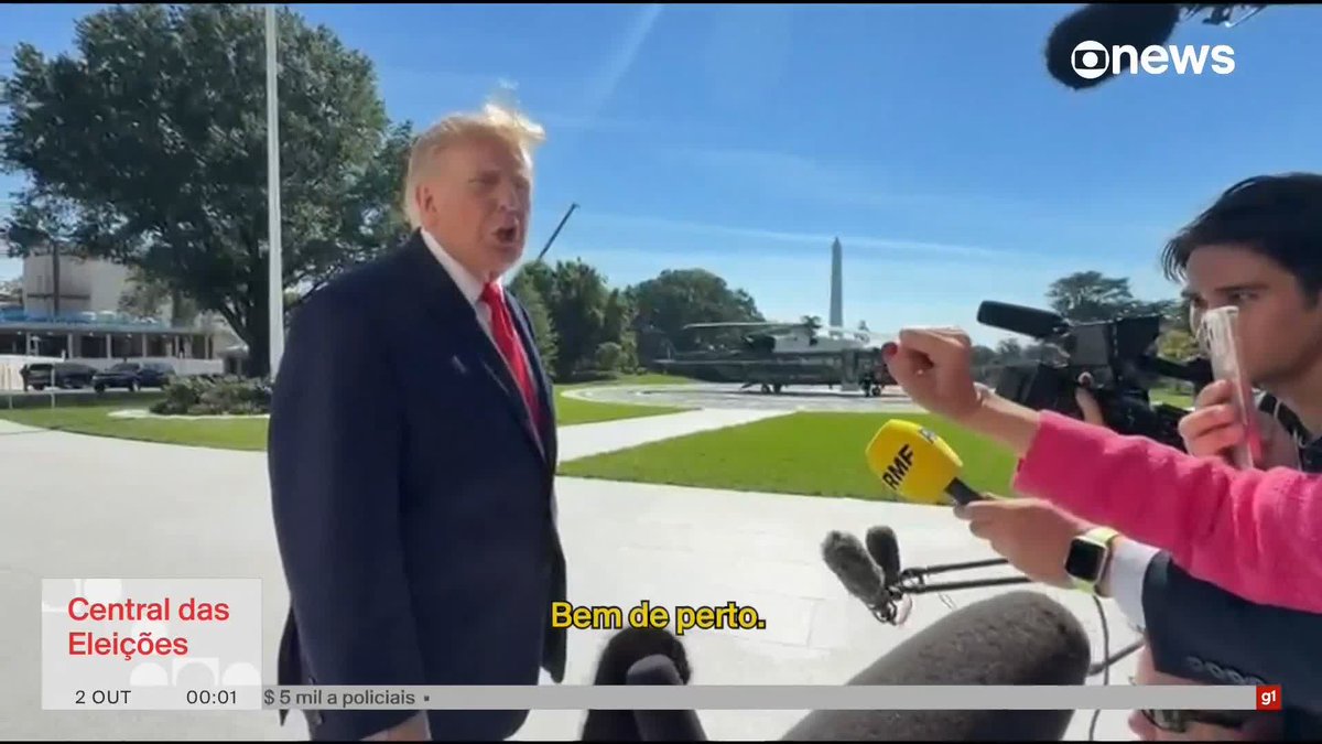 Trump diz que está acompanhando “muito de perto” as eleições do Brasil. ➡️ #CentraldasEleições – de segunda a sexta, às 19h e às 23h, na #GloboNews. Assista na TV e no Globoplay