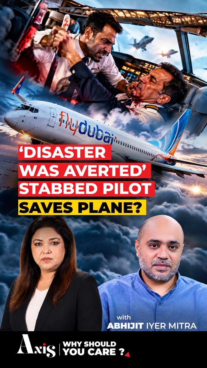 “There was no way this plane was going to get through the Israeli security cordon,” says Abhijit Iyer-Mitra as he reconstructs the alleged cockpit drama aboard a Flydubai flight. “Nothing else explains the 15,000-foot drop,” he argues, suggesting the co-pilot may have been trying to crash the aircraft. Iyer-Mitra describes an alleged cockpit struggle, a pilot “bleeding profusely” after being stabbed, and passengers eventually intervening. “Disaster was averted,” he says, calling the pilot’s actions “extraordinary.” Watch Why Should You Care: #Flydubai #AbhijitIyerMitra #SmitMachchhar #FlydubaiIncident #CockpitDrama #PilotAttack #AviationSecurity #MidAirDrama #IndianPilot #Israel #TelAviv #AviationNews #TimesAxis Abhijit Iyer-Mitra Aditi Prasad