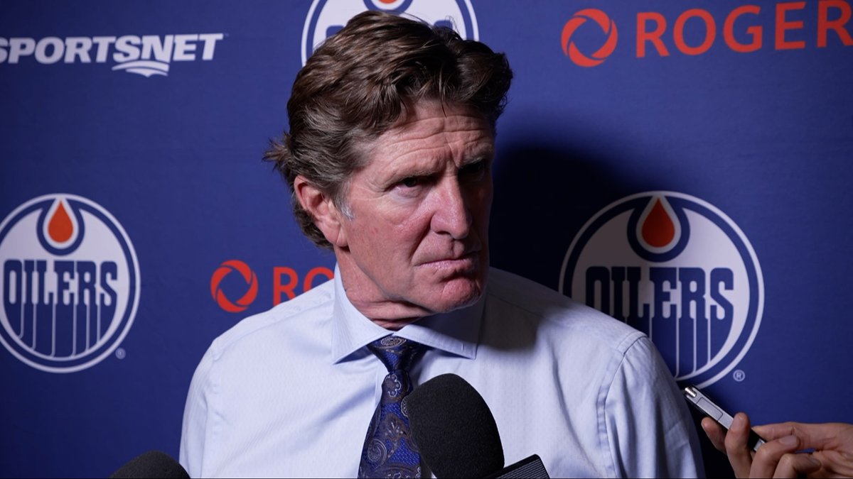 "We got three out of a possible four points & we've got tons of examples where we gotta get better... We gotta learn how to play a whole 60, not just 30. Coach Babcock shares his thoughts following the #Oilers 9-7 win in Vancouver. Enterprise | #LetsGoOilers