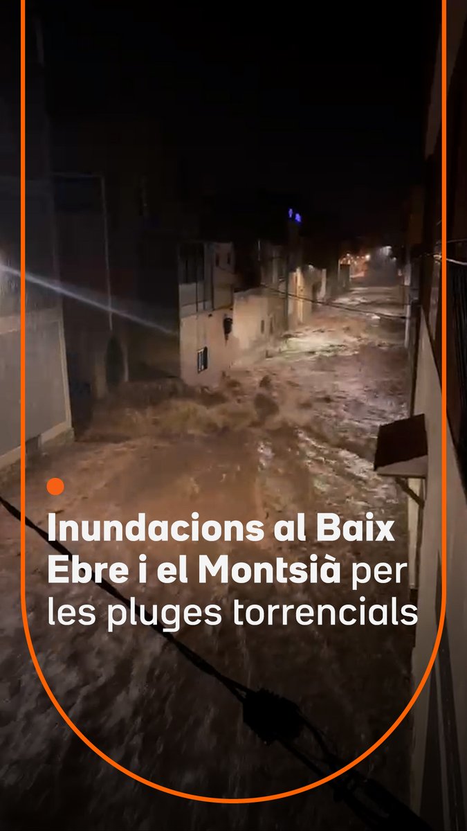 Protecció Civil ordena el confinament al Baix Ebre i el Montsià per les pluges torrencials i les inundacions. Els aiguats han deixat acumulacions importants d'aigua a diverses localitats. El barranc del Pelós s'ha desbordat a Santa Bàrbara #ElTemps3Cat
