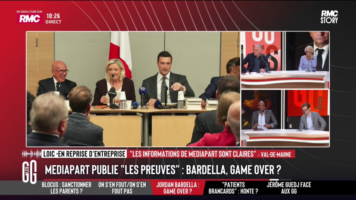 👾 Mediapart publie "les preuves" : Bardella, game over ? 📞 Loïc, en reprise d'entreprise : "Les masques tombent. LFI avec les lycées, et là, avec Bardella. Les extrêmes mettent des masques pour nous attirer. Les Français en ont ras-le-bol. Ce sont des gens du système." #GGRMC
