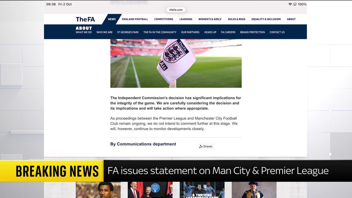BREAKING: The FA has issued a statement about Man City's financial breaches and the charges against them. Sky's Kamali Melbourne and Anna Jones have more ⬇️