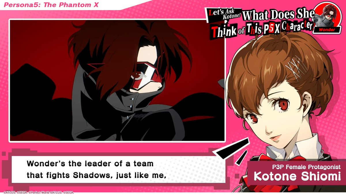 / Let's Ask Kotone! What Does She Think of Wonder? \ Did you start playing P5X for the P3P Special Event (or Kotone Shiomi)? We hope you'll check out and enjoy the P5X main story too! We asked Kotone (P3P Female Protagonist) what she thinks of Wonder! 💬✨ #P5XEN