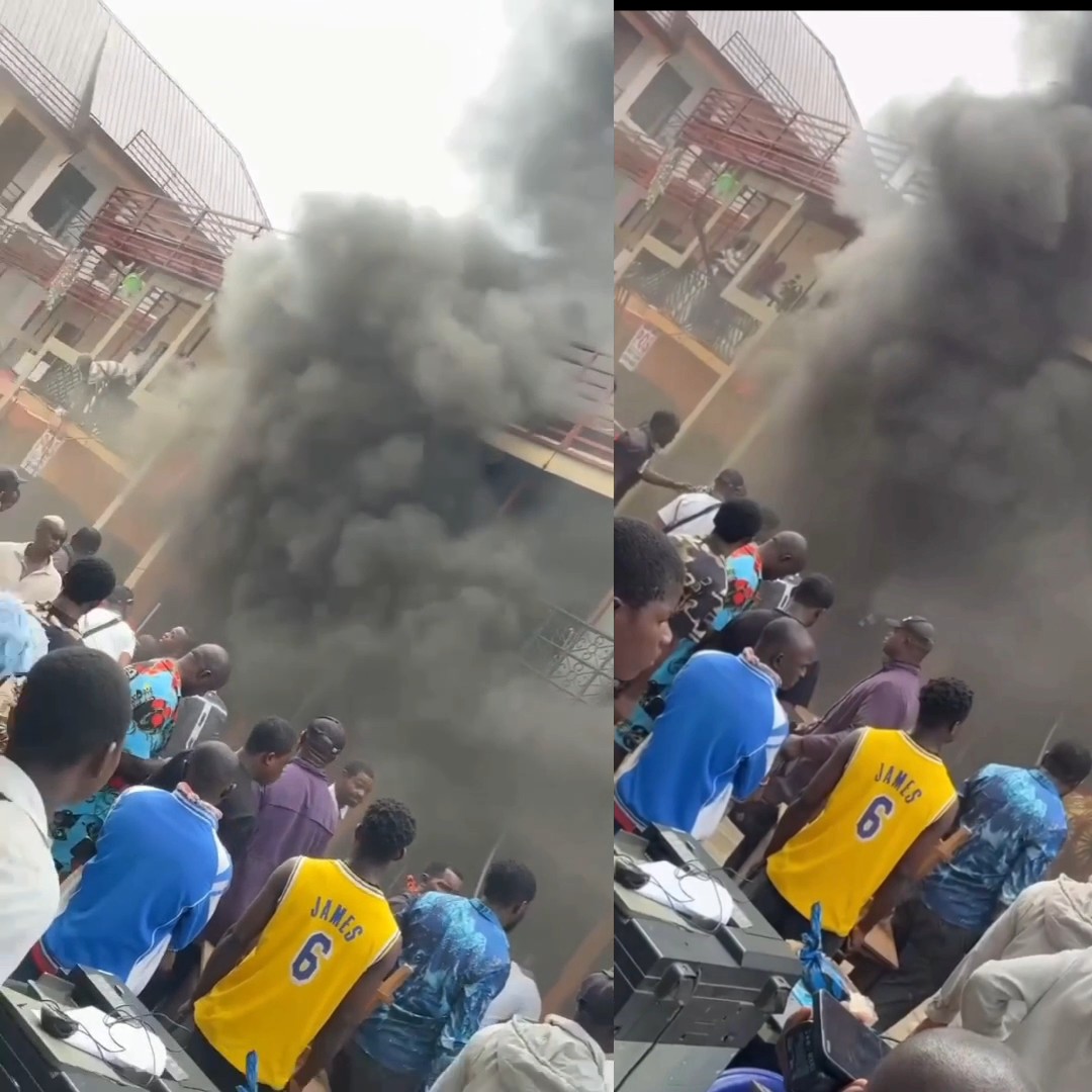 BREAKING NEWS: F!re outbreak happening now at Bank Lane, Ekwulobia, Anambra State.