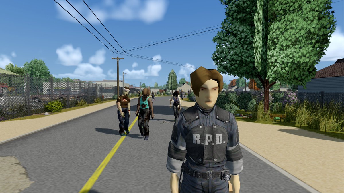 I've been surviving Project Zomboid in 3rd person as Leon S. Kennedy.