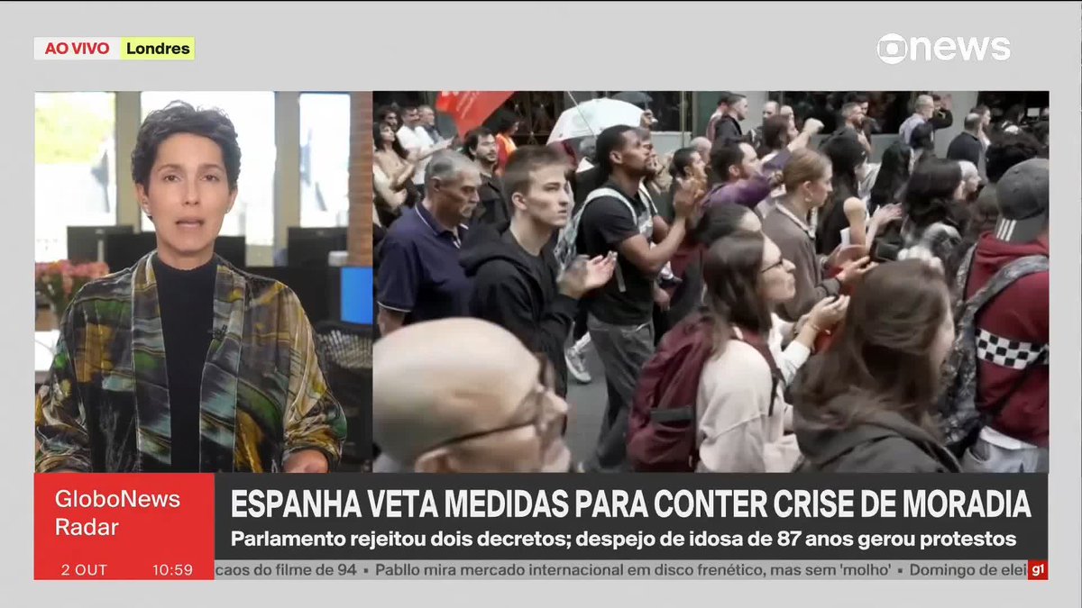 Parlamento espanhol recusa decretos do governo federal para conter crise de habitação no país. O resultado foi apertado com uma votação de 172 votos a favor e 178 votos contrários. ➡️#GloboNewsRadar de segunda a sexta, às 08h30, na #GloboNews