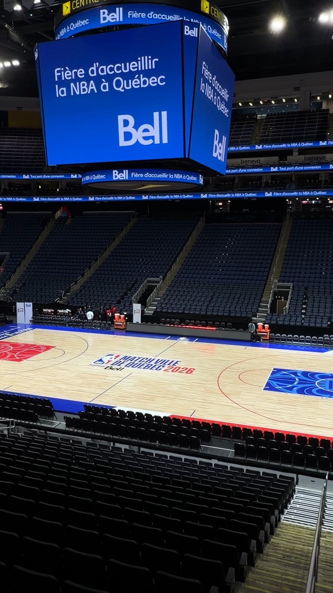 Look at all the details 🤩 Quebec City is ready for NBA action! 🏀🔥 #NBAQuebecCityGame Tune in tomorrow at 7 PM ET on TSN as the Raptors take on the Heat.