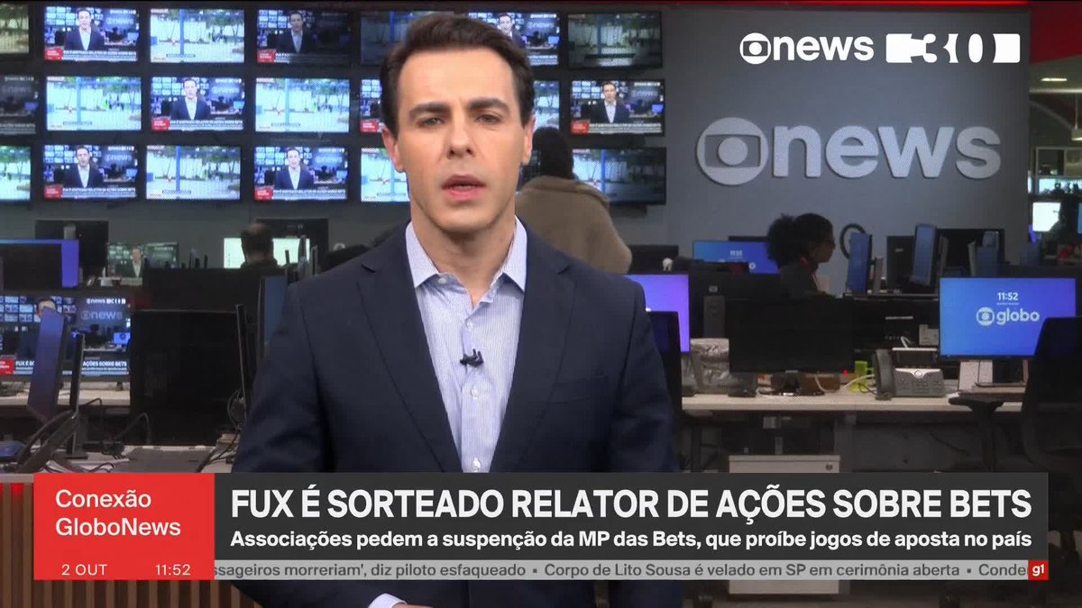 Luiz Fux é sorteado para relatoria da suspensão da Medida Provisória, que decretou o fim das bets. ➡️#ConexãoGloboNews de segunda a sexta, às 11h, na #GloboNews