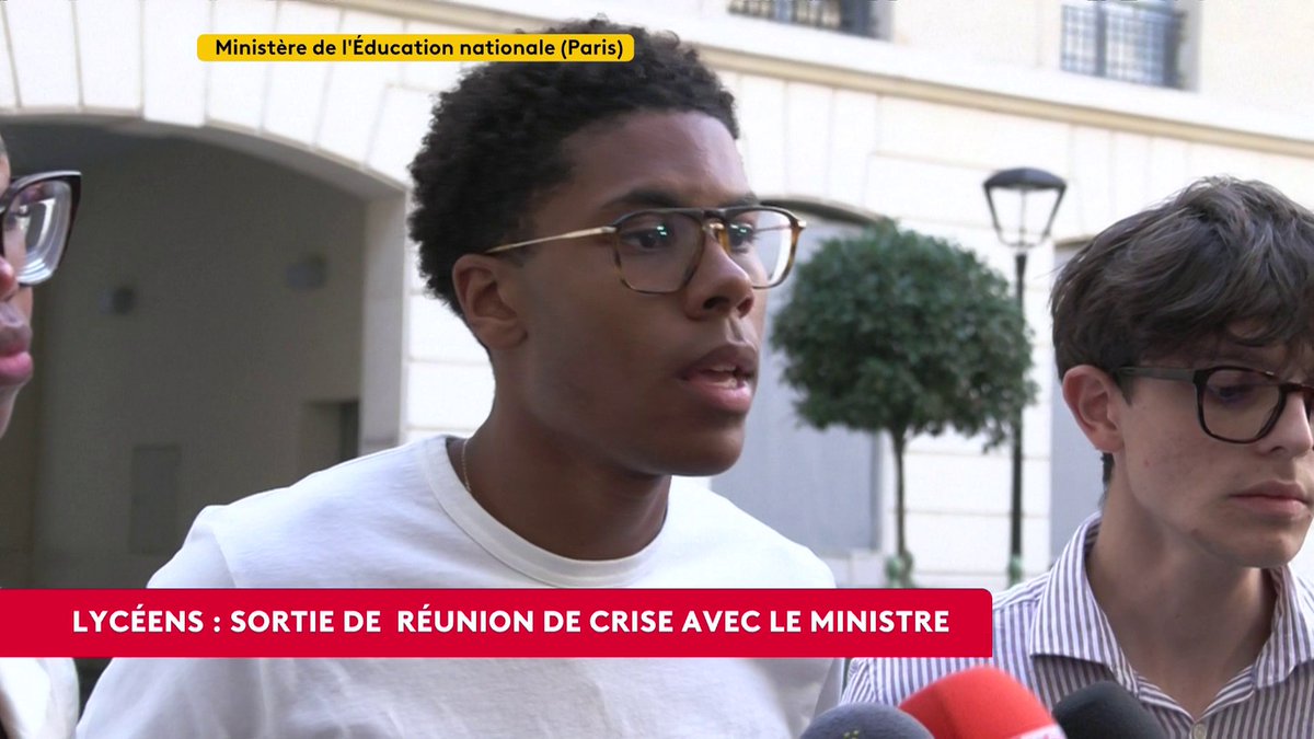 🔴 Lancement d'un "plateforme de concertation" avec les lycéens : celle-ci "ne nous suffit pas (...) Nous savons qu'une majorité de lycéens ne va pas répondre", anticipe Nathanaël Combary, président de Renouveau lycéen. #canal16