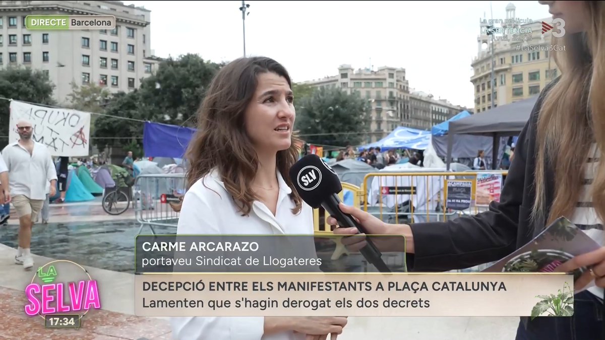 🟢 “Estem en xoc, ningú entén que ha fet Junts votant en contra d'aquest decret de mínims al costat de PP i VOX” Carme Arcarazo, portaveu del Sindicat de Llogateres. #LaSelva3Cat ▶