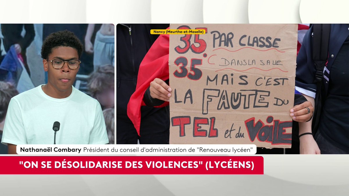 🔴 Mobilisation lycéenne : "Aujourd’hui, on a un bâti scolaire qui est vieillissant", alerte Nathanaël Combary, président du conseil d’administration de Renouveau lycéen. Une problématique qui est "au cœur" de la mobilisation lycéenne, selon lui. #AvantLe20h #Canal16