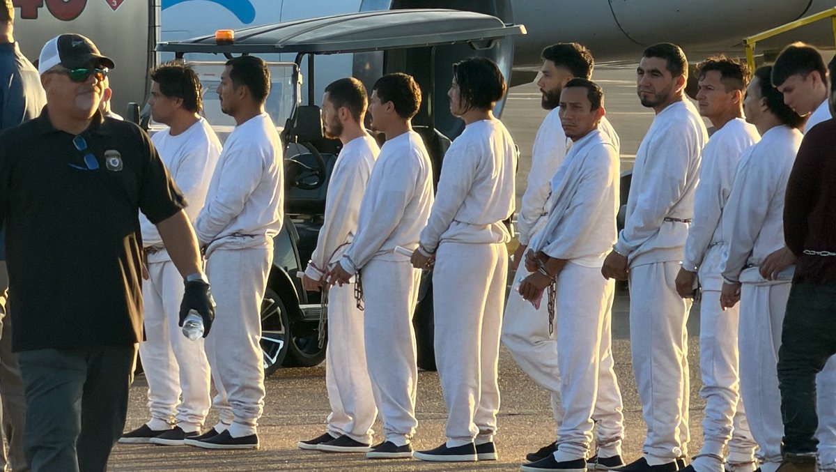 #EXCLUSIVE: Rare access on the ground inside the nation’s largest deportation hub in Louisiana, as nearly 1,000 migrants were deported on 21 flights today, headed to countries including Guatemala and El Salvador. DHS Secretary Markwayne Mullin tells me they’re working to keep costs down by making sure the flights leave full and argues the alternative costs taxpayers even more: “I don’t know how you put a price on the life.”