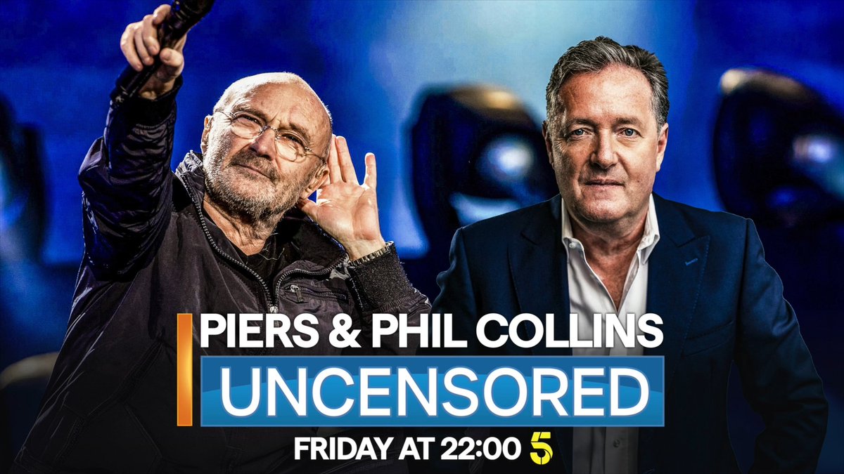 Watch Piers Morgan's Uncensored interview with music legend Phil Collins tonight at 10pm on 5. Don't miss it! 👇 📺 Piers Morgan