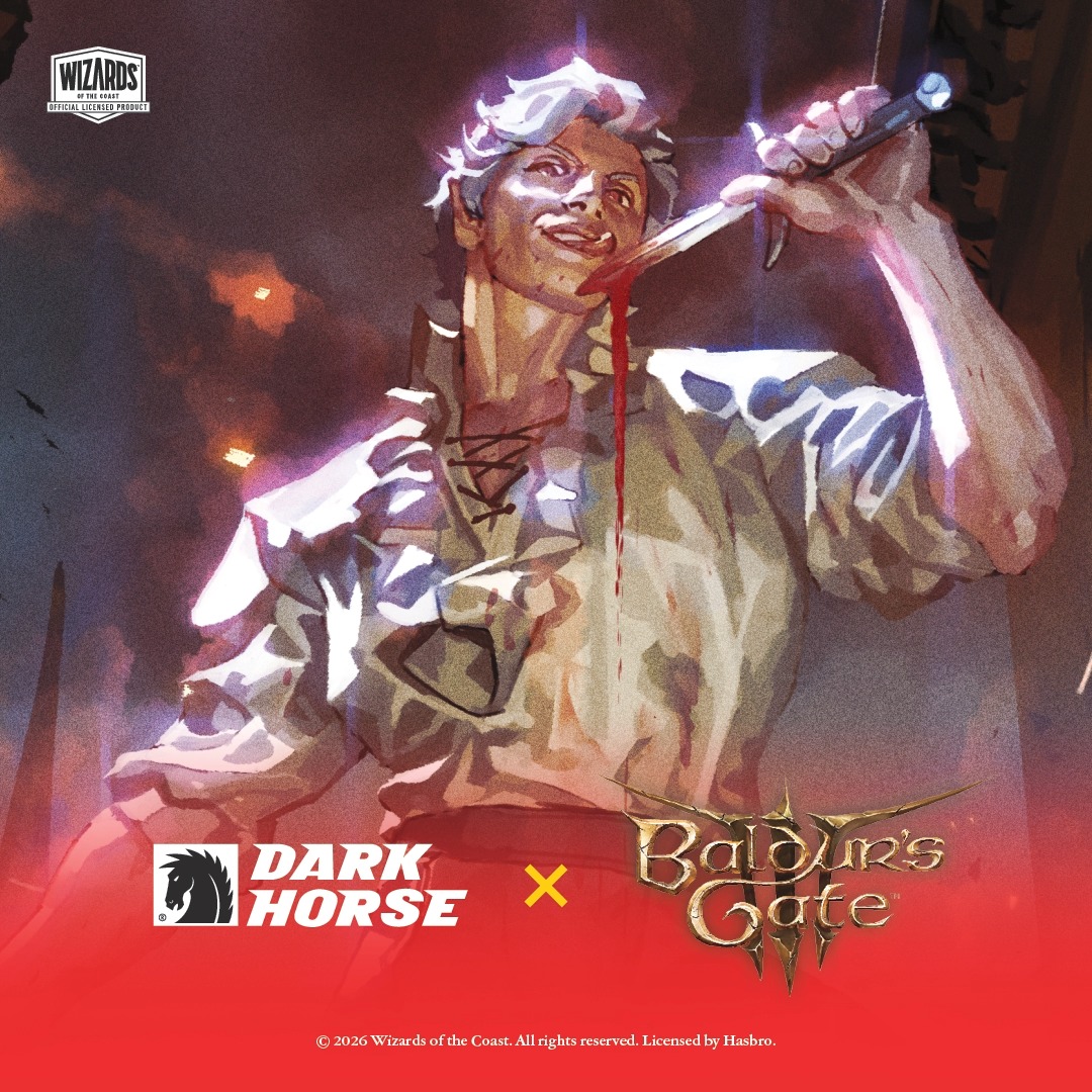 Hello, darling… A beautifully bloody new comic series is coming your way soon. Please stay tuned for the full announcement on Friday October 9 at #NYCC! 🗽 Dark Horse Comics x Baldur's Gate 3 With Dungeons & Dragons, featured art by Gerald Parel