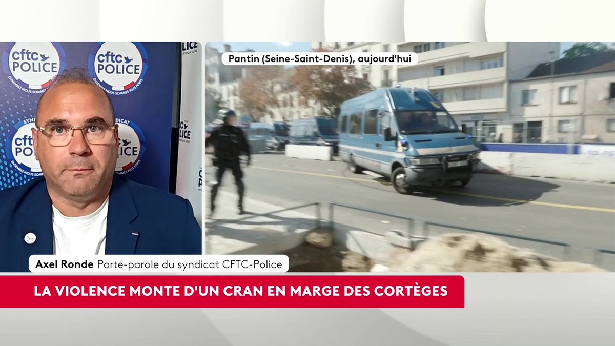 🔴 Mobilisation lycéenne : "On n’est pas en capacité d’isoler ces groupuscules extrêmement violents" pour permettre aux lycéens de "manifester dans le calme", estime Axel Ronde, porte-parole de la CFTC Police. #AvantLe20h #Canal16