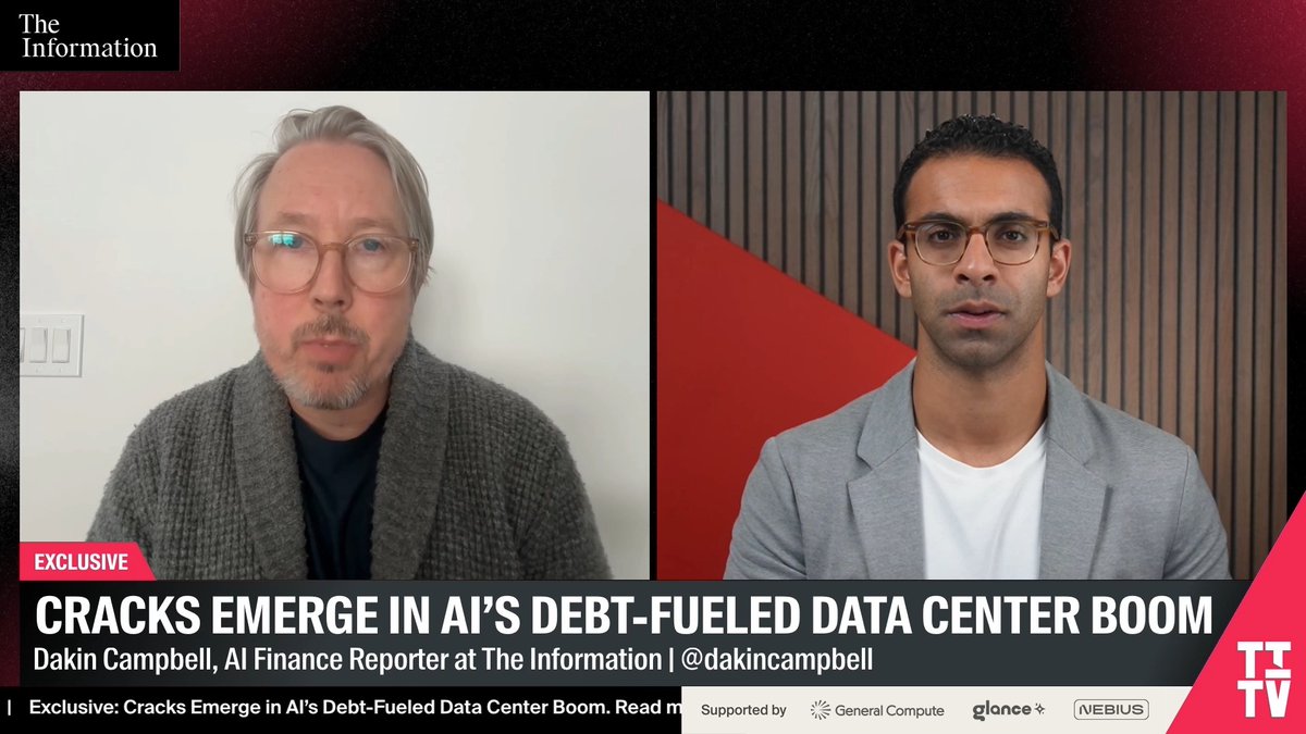 If you fund a data center today, will it still be needed in three years? The Information’s AI Finance Reporter dakin campbell explains the uncertainty facing investors financing AI’s expansion: “All investors, both debt and equity, have a question about the sustainability of the AI build out."