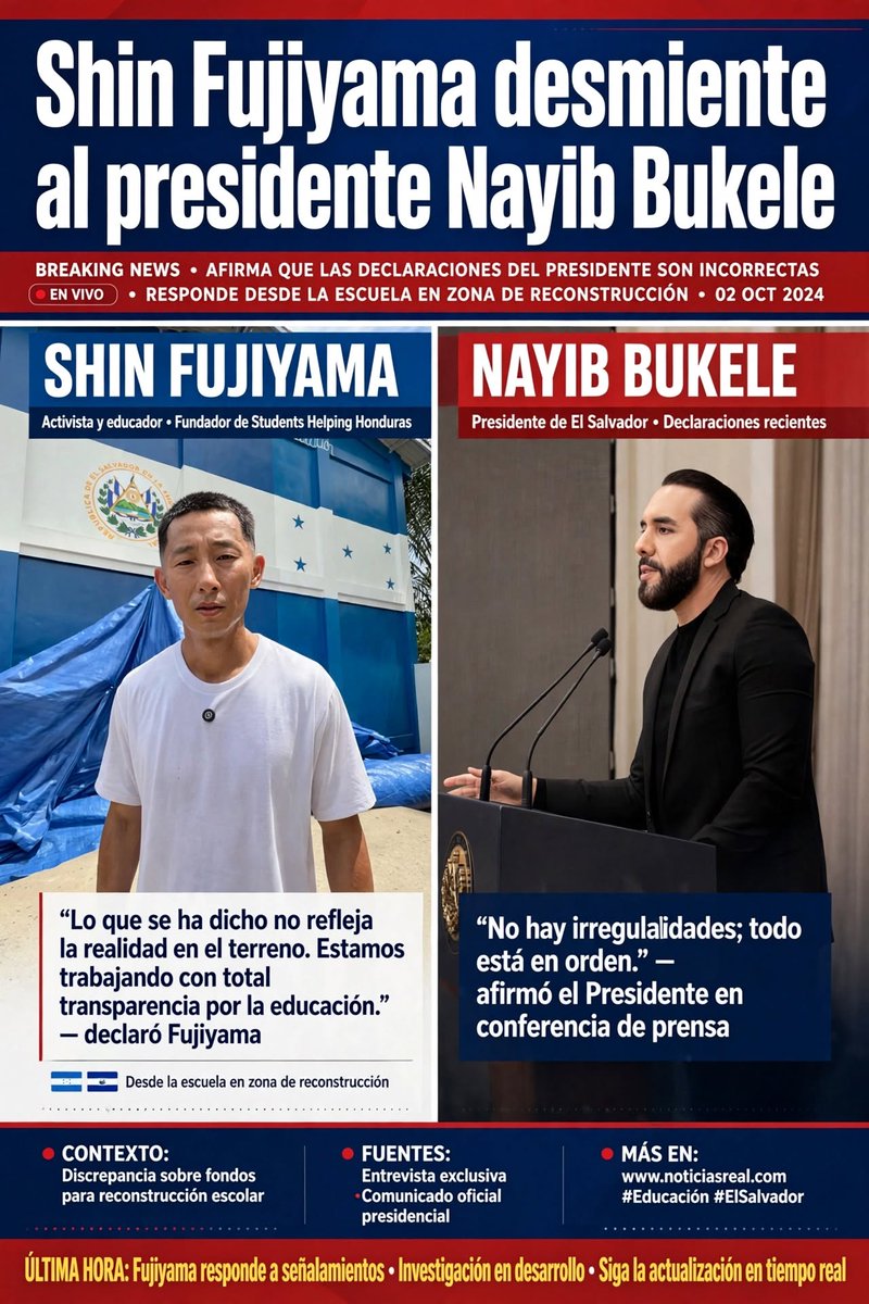 Shin Fujiyama está desmintiendo al presidente Nayib Bukele al decir que está construyendo 2 escuelas por día. 😲😲 #Honduras #carachos