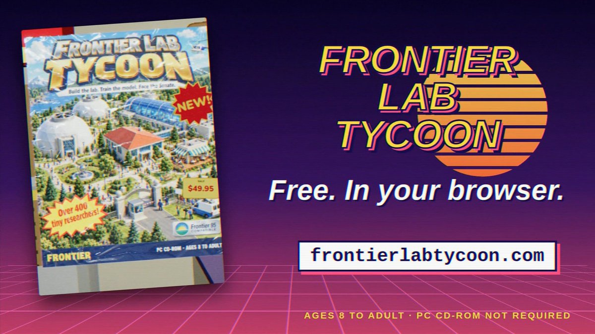 i’ve been teasing it all week, so here it is in time to ruin your weekend plans: Frontier Lab Tycoon every mechanic you might expect (swarm sandbox escapes, hyper-competitive model releases, safety audits, researchers Posting & getting dragged on Bird App, your new Decision Model immediately getting cloned, luddite protests, EA orgies: y’know, normal 2026 things) sold* at or any other big box retailer where high-quality software is found Opus 5.5 + Sonnet 5.5 + Effect | TypeScript for the AI Era + XState + Jev + god knows what else *it’s free