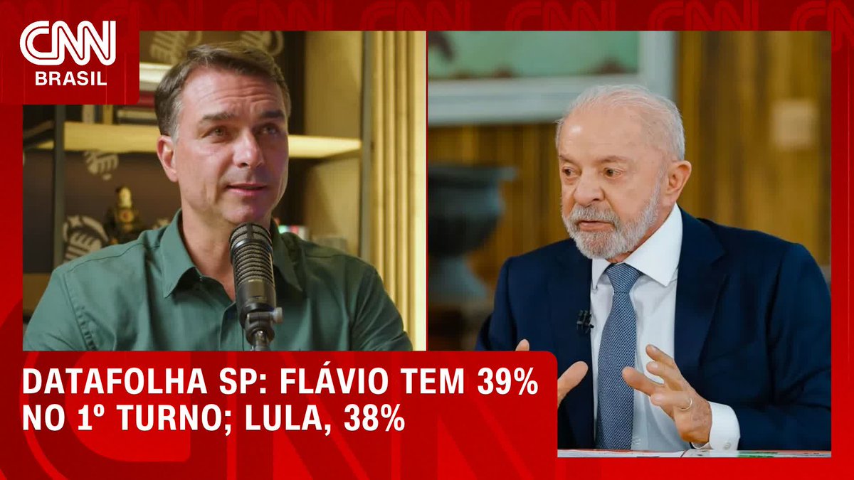 Datafolha SP: Flávio tem 39% no 1º turno; Lula, 38%; assista #CNNPrimeTime